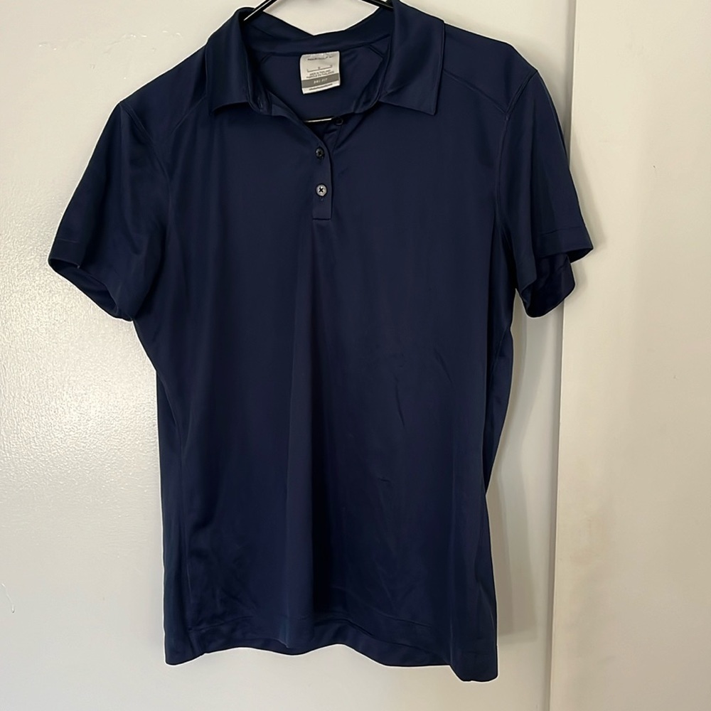 Nike Golf Polo Women’s Large Navy Blue Dri Fit Shirt Sleeve Preppy Casual